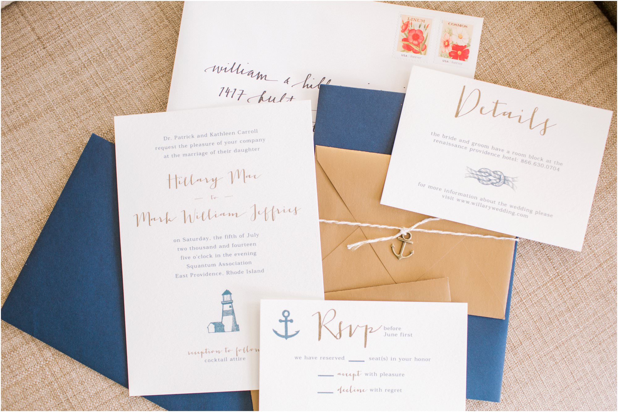 nautical squantum association wedding invitations
