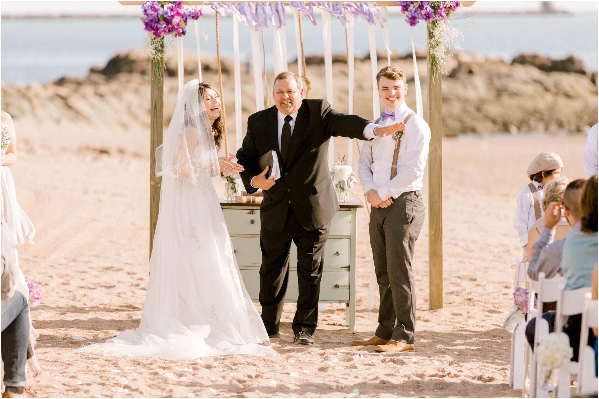lavender beach wedding ceremony
