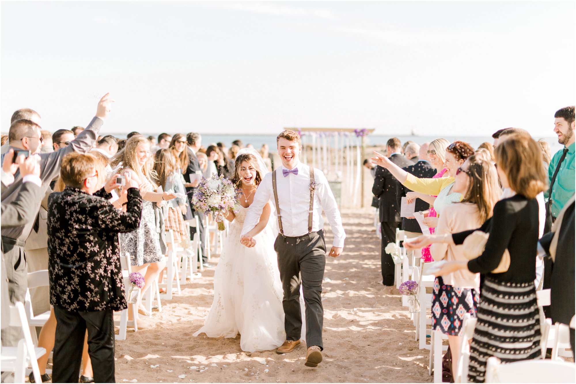 whimsical lighthouse point park wedding, connecticut wedding photographers, lavender beach ceremony