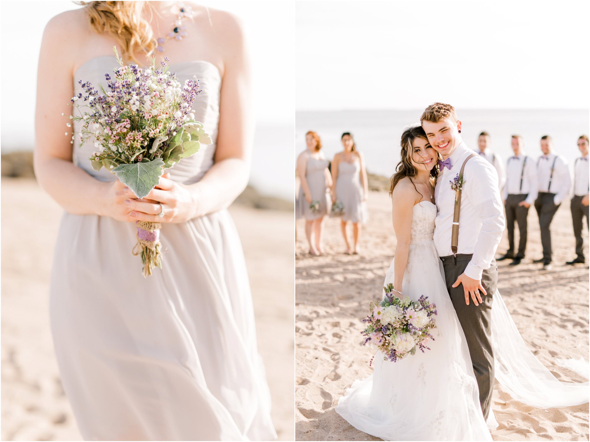 whimsical lighthouse point park wedding, connecticut wedding photographers lavender beach wedding posy bouquet