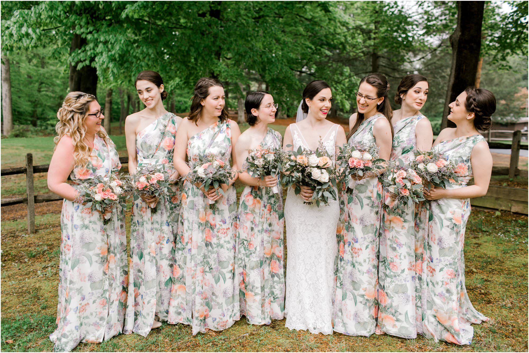 spring pavilion on crystal lake wedding floral bridesmaid dresses