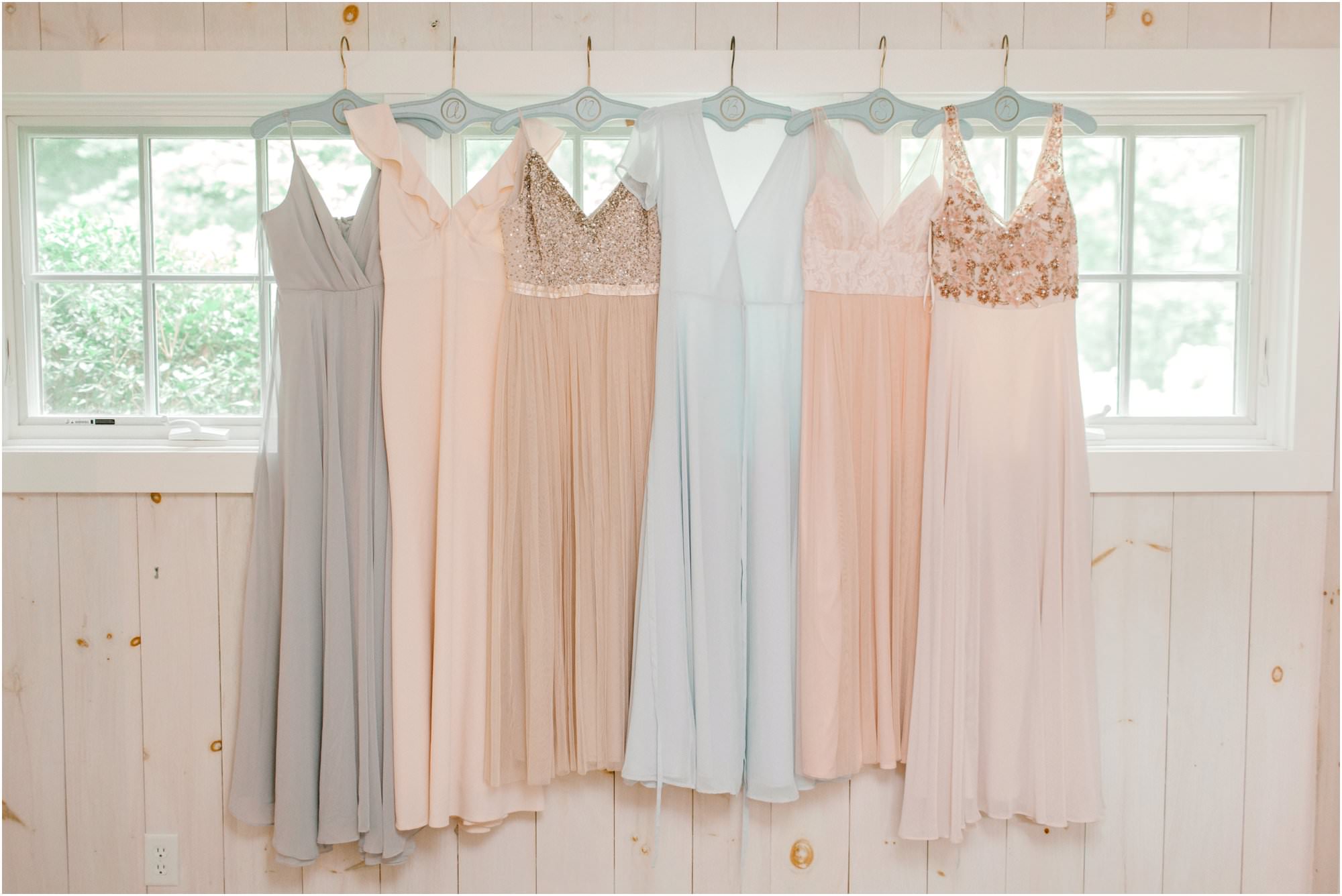 vintage summer lace factory wedding pastel bridesmaid dresses