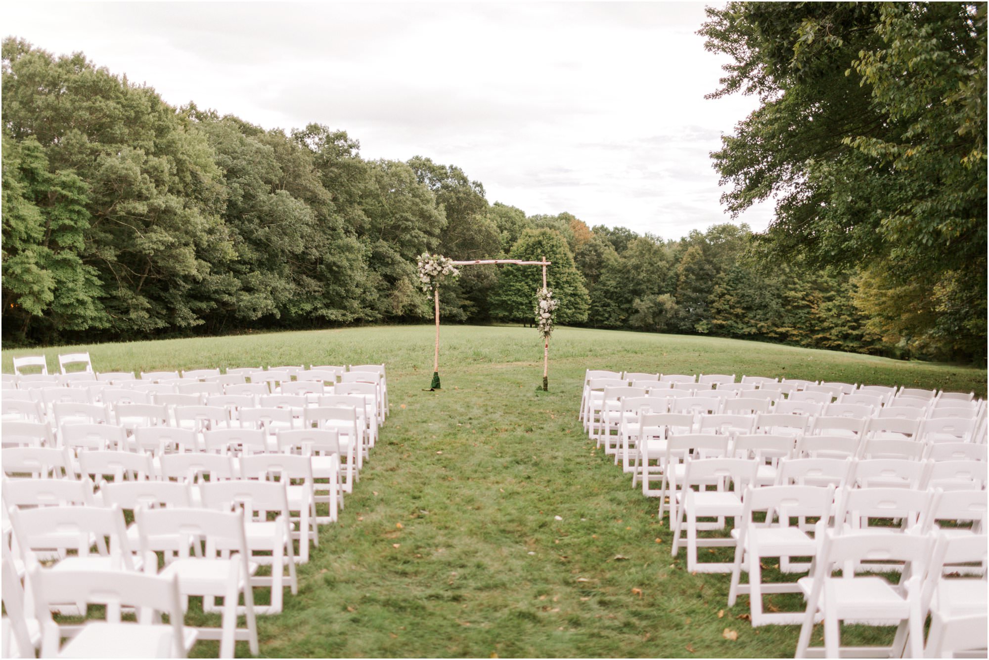 neutral backyard wedding