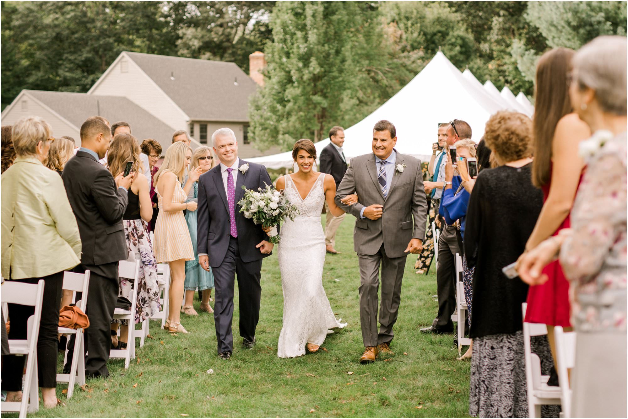 neutral backyard wedding