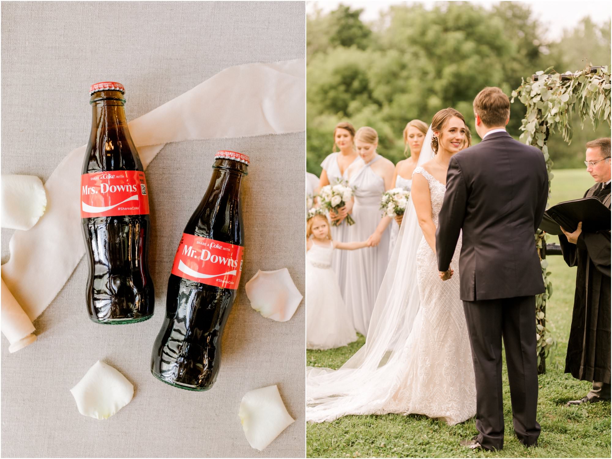 barns at wesleyan hills wedding personalized coke bottles