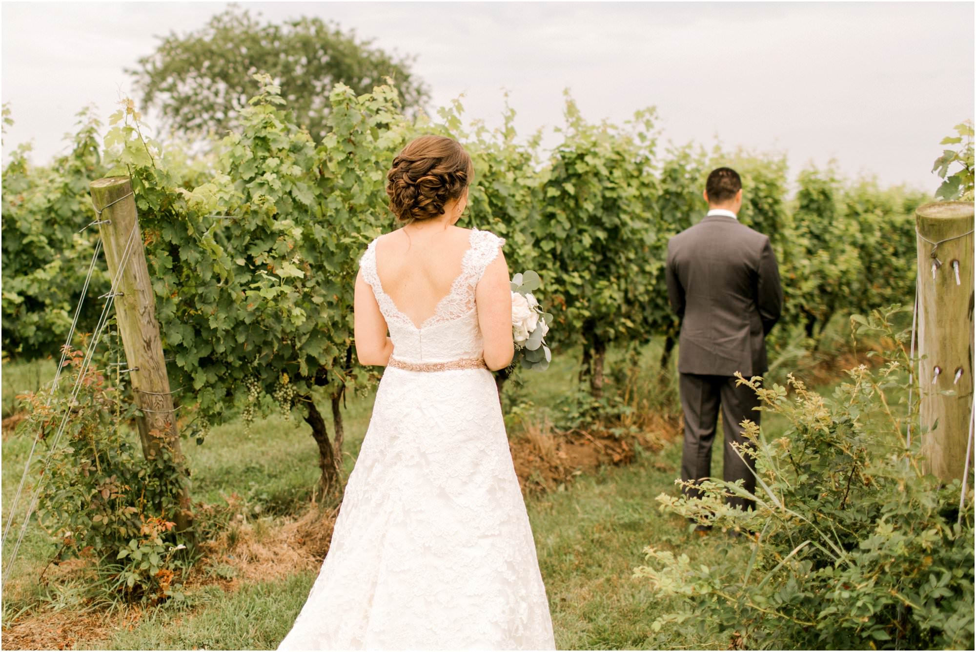 saltwater farm vineyard wedding first look