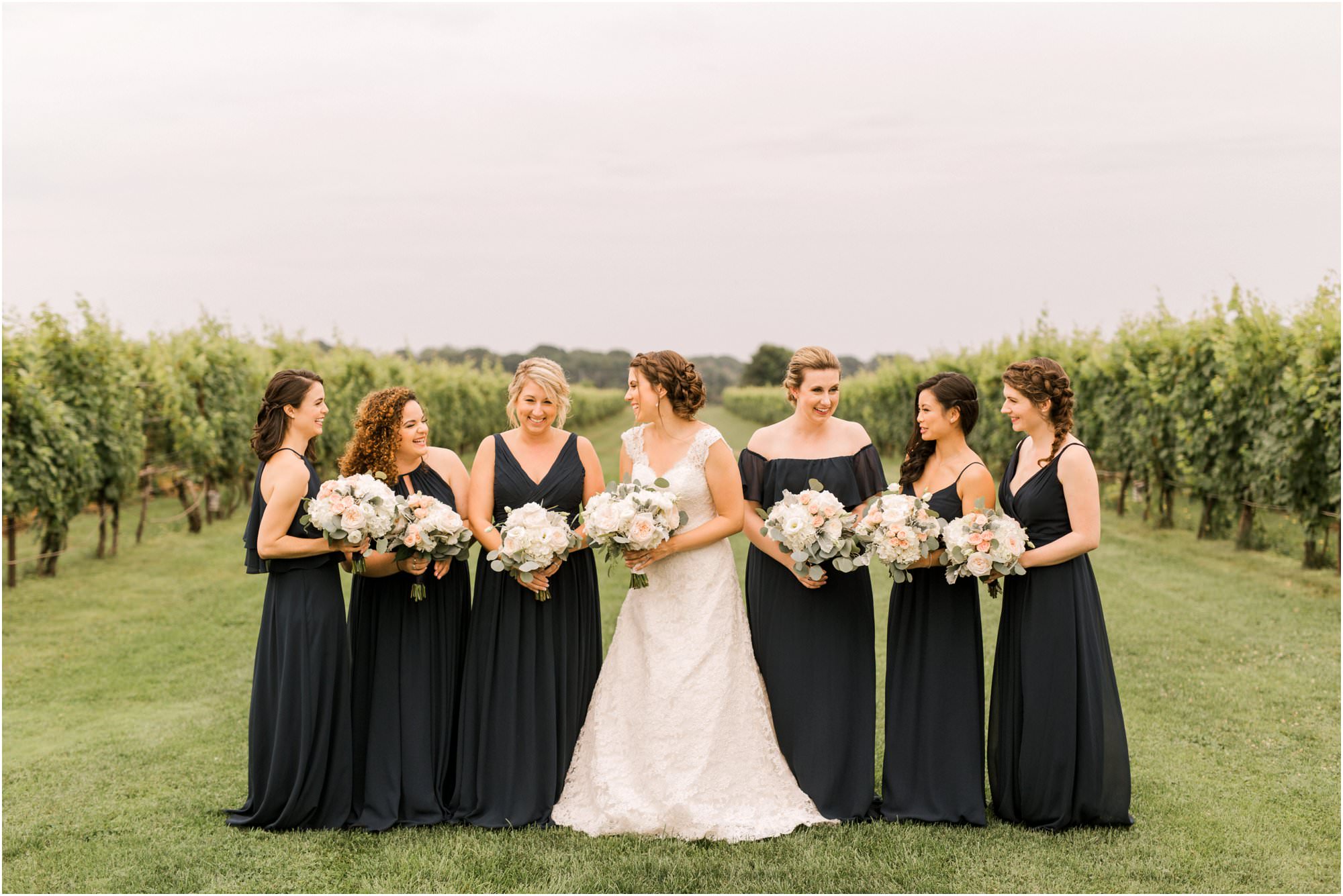 saltwater farm vineyard wedding navy bridesmaids